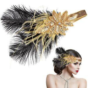 Sequin Flapper Headband 1920s Costume Accessory for Weddings and Parties